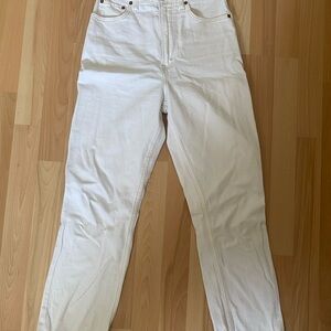 Abercrombie & Fitch Women’s White Denim Jeans, Ankle Straight, Curve Love